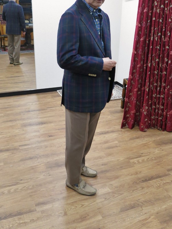 サルトリア イプシロン バーズアイ柄段返りジャケット120's ウールカシミヤ